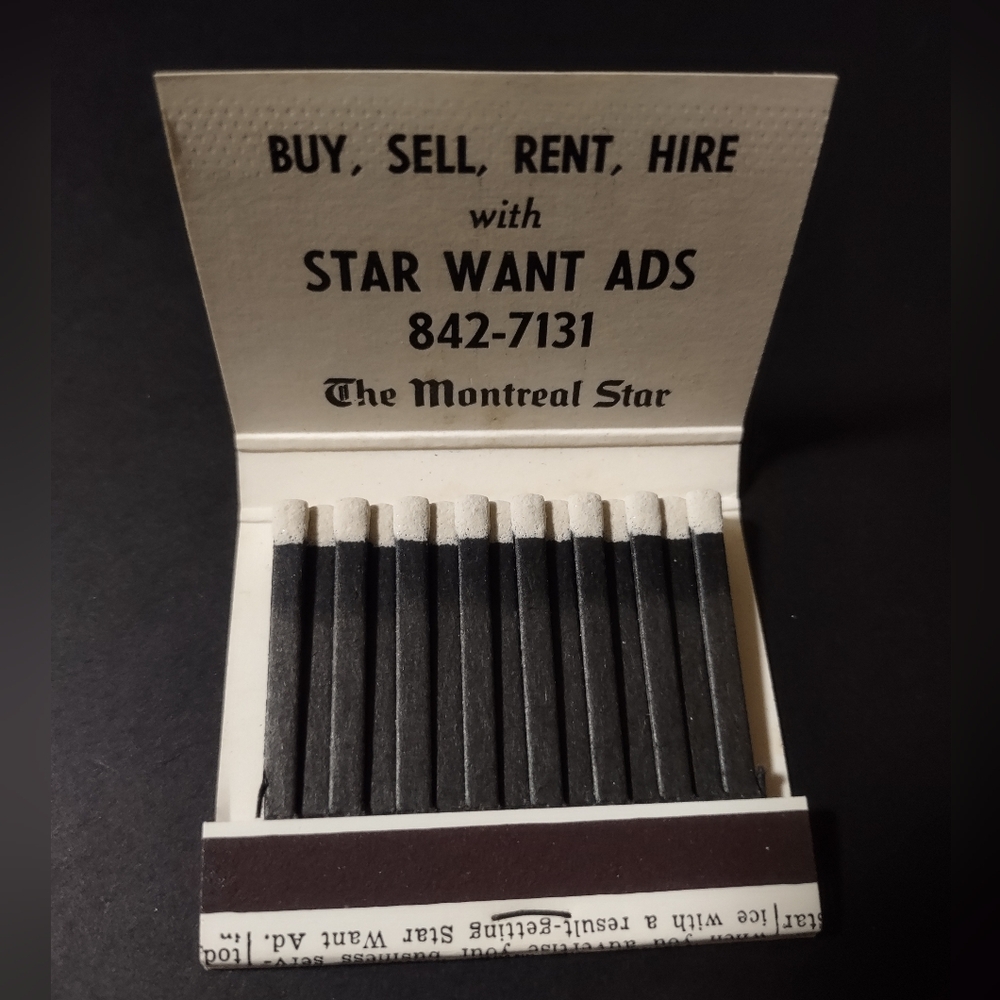 10 Vintage Matchbooks "Star Want Ad" The Montreal Star Advertising